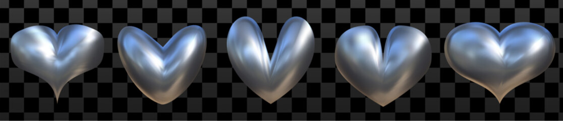Shiny chrome heart in glossy metal style. 3D y2k vibes with soft reflections chrome glow meets metal silver in this dreamy 3D heart.