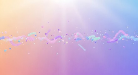 Pastel abstract background with confetti and light rays creating a dreamy effect