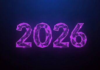 Futuristic glowing polygonal 2026 year number concept