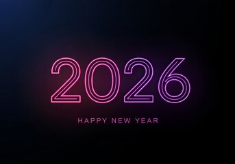 Happy new year 2026 neon light numbers festive design