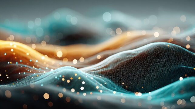 A mesmerizing abstract depiction of flowing waves with shimmering lights, evoking a sense of depth and tranquility.