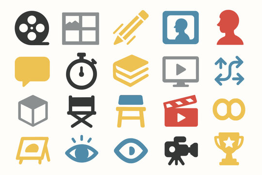 Film Production and Media Icons Set