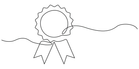 Award medal with ribbon continuous one line drawing design. © MAIMUNA