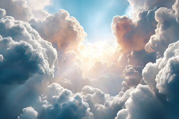 Light bursting from the horizon forming a subtle cross in the clouds, symbol of resurrection and new beginnings