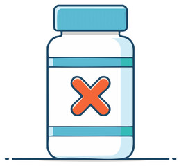 Fototapeta premium Bottle with an orange X. Prohibition or medicine illustration.