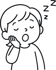 Tired child yawning with sleep zzzs above head