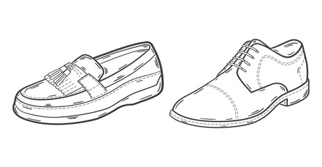 Stylish Shoe Vector Design Illustration. Hand drawn. 