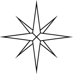 Black line art eight pointed star symbol north