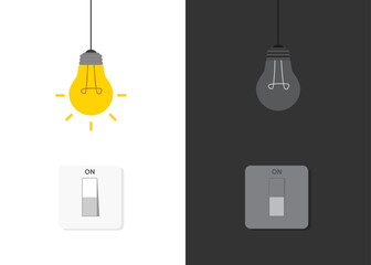 Light bulbs turned on and off with light switches on stock illustration © Mindra