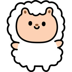 Cute Cartoon Sheep With Fluffy White Wool And Light Brown Face In A Simple Flat Design Style Isolated On Transparent Background