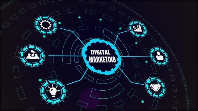 Conceptual diagram illustrating modern digital marketing tactics for successful online brand promotion