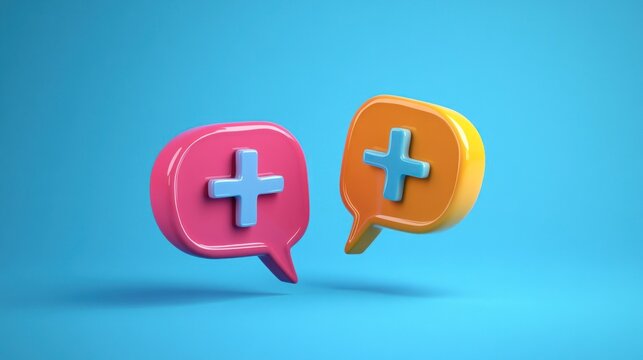 Colorful Speech Bubbles with Plus Icons