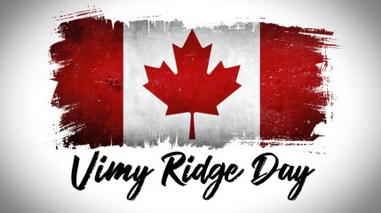 Distressed canadian flag with vimy ridge day text