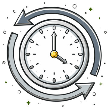 Clock with Circular Arrows Signifying Time Cycles and Deadlines