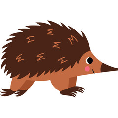 Cute Echidna Cartoon Character with Spikes and Pink Cheeks on Transparent Background Detailed Vector Illustration