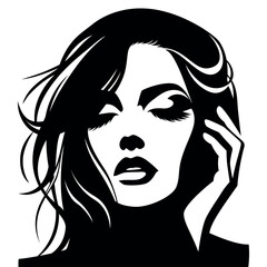 Beautiful girl face silhouette. Vector illustration on white background.
