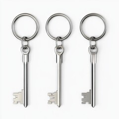 Photo of metal key chains Isolated on white background