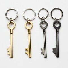 Photo of metal key chains Isolated on white background