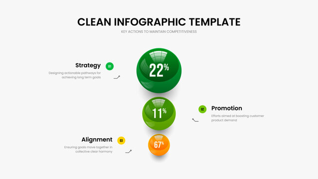 Company Introduction 3 Step Diagram Frame Design. Financial Proposal Three Element Graph Presentation Template. Sales Visualization Slideshow Layout Vector Illustration.