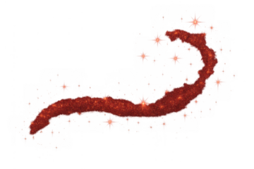 Red sparkling glitter trail swirling on transparent background, shiny particle effect, abstract holiday design element