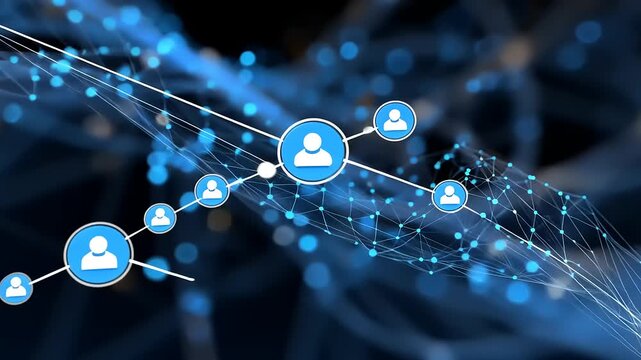 Abstract digital network connecting people through nodes and lines, showcasing technology and communication - Powered by Adobe