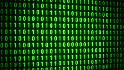 Abstract green binary code background with glowing digital numbers representing data stream and technology concept. - Powered by Adobe