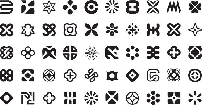 Modern Corporate Identity Emblems Pack | Black and White Symmetric Shapes
