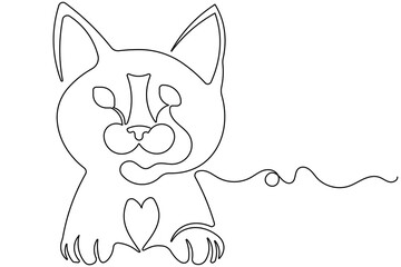 Minimalist cat continuous one line simple outline illustration
