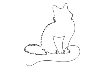 Simple cat continuous one line minimalist outline design