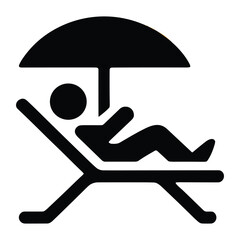 Person relaxing on beach chair under umbrella vector illustration