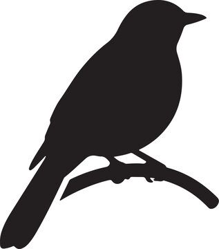 Crow perched on a tree branch in a simple black vector illustration