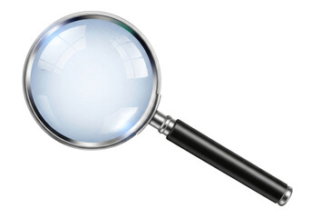 Magnifying glass with black handle transparent background cutout png