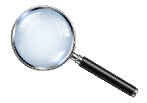 Magnifying glass with black handle transparent background cutout png - Powered by Adobe