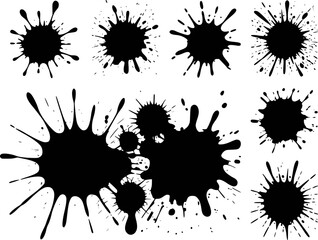 Collection of Black Ink Splatter and Splash Graphics