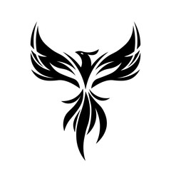 Tribal Phoenix Bird Tattoo Design – Black Abstract Firebird Symbol
