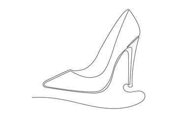 High heel shoes minimalist continuous one line art simple outline © farzana