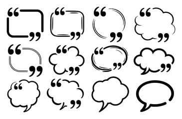 Collection of Diverse Quote Bubbles and Speech Balloons with Quotation Marks