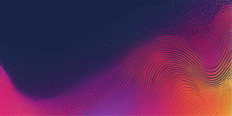 Colourful abstract background illustration with blue wave lines and digital fractal pattern vector art