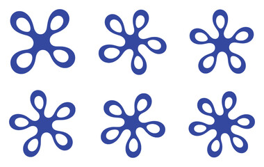 Six Blue Abstract Blob Shapes on White Background