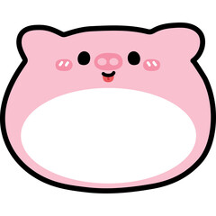 Cute Pink Piggy Face With White Belly Space For Text On Transparent Background