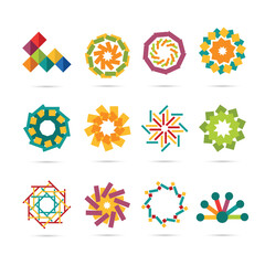 Abstract geometric logo designs with vibrant color palette