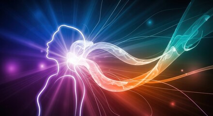 Fototapeta premium Abstract person silhouette with surreal light transition