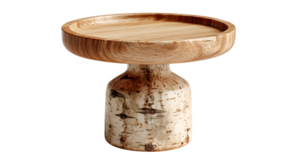 Scandinavian style wooden side table, smooth matte finish, natural birch wood, isolated on white background, ultra-detailed, hyper-realistic texture