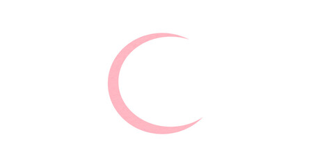 Pink crescent moon paper cutout, moon icon, waxing moon symbol, crescent moon icon symbol set on transparent background.