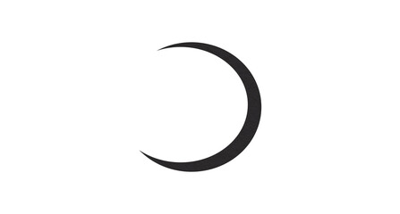 Black crescent moon paper cutout, moon icon, waxing moon symbol, crescent moon icon symbol set on transparent background.