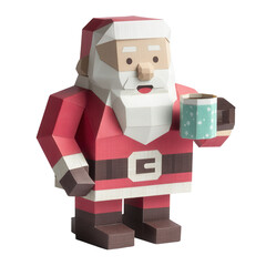 Obraz premium santa clause Santa Claus paper figurine holding a mug.