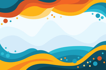 Blue and orange wave background template