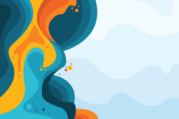 Blue and orange wave background template