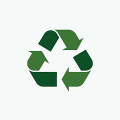 Obraz premium Green recycling symbol arrows forming triangle on white background