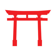 Red Torii Gate Vector Illustration on Transparent Background